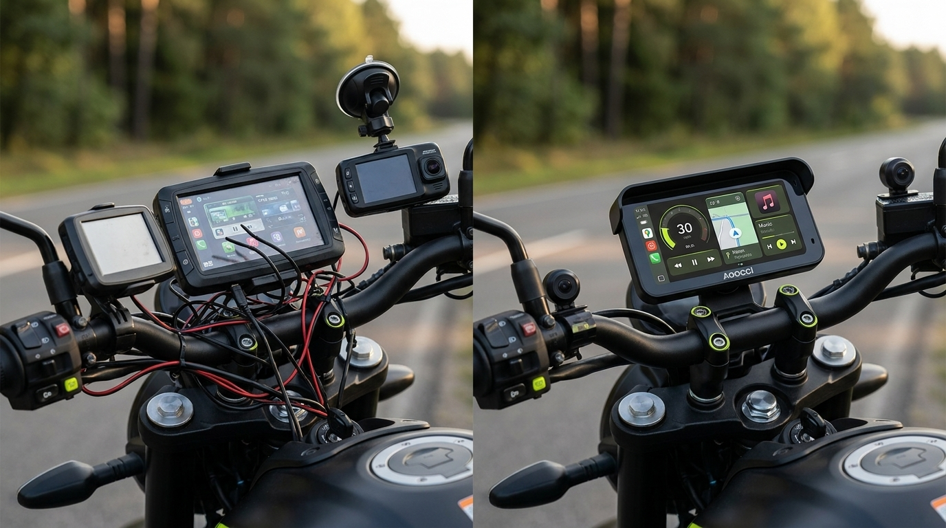 Cluttered DIY rig vs Aoocci all-in-one